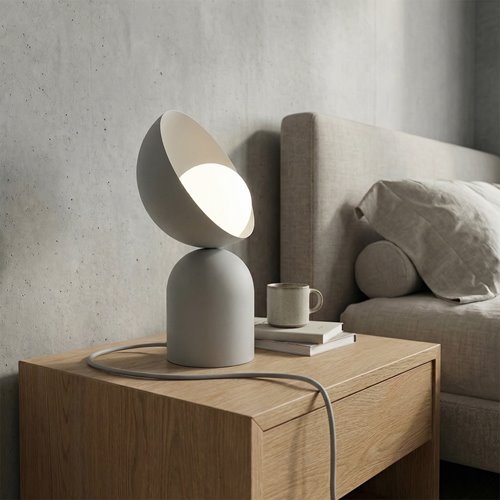 Lampka nocna BOTO LN1 GRAY metal, szara, nowoczesna