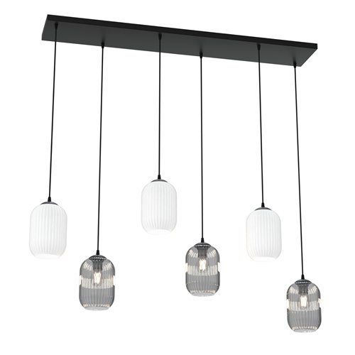 Lampa wisząca VERDI 6 BL MIX klosz, grafit biały czarna