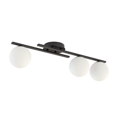 Lampa sufitowa KAIRO 3 BL OPAL plafon, klosz, czarna, biała