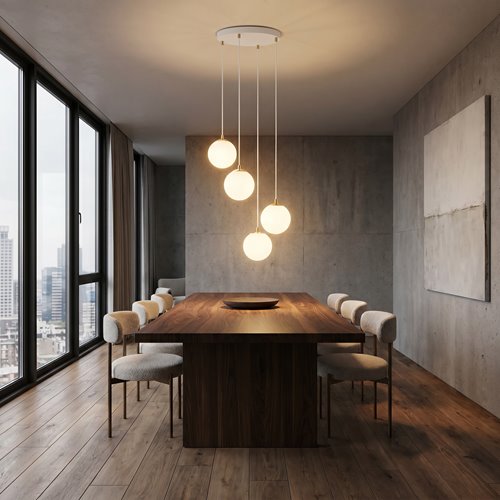 Lampa wisząca ROYAL 4 WH glamour klosze kule złota/biała