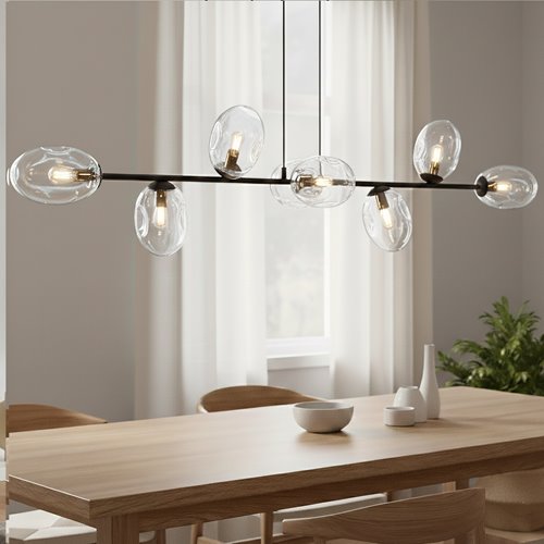 Lampa wisząca PANDORA 8 BL TRANSP klosze czarny/transparent