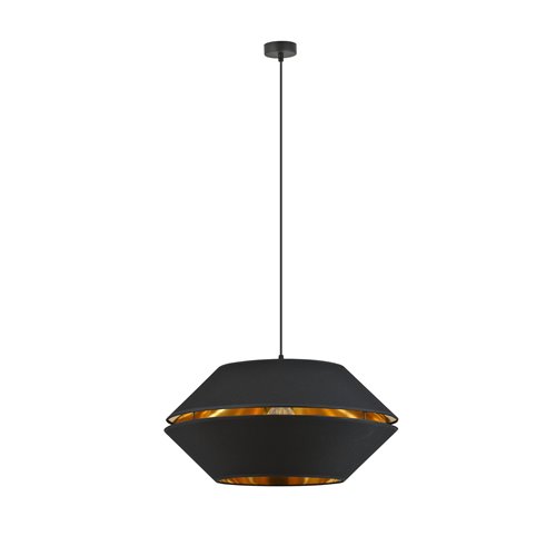 Lampa wisząca PIANO 1 BLACK/GOLD duży abażur czarna/złota