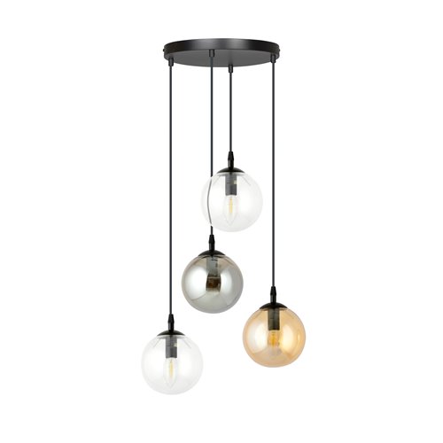 Lampa wisząca COSMO 4 BL PREMIUM MIX loft, klosze kolor mix