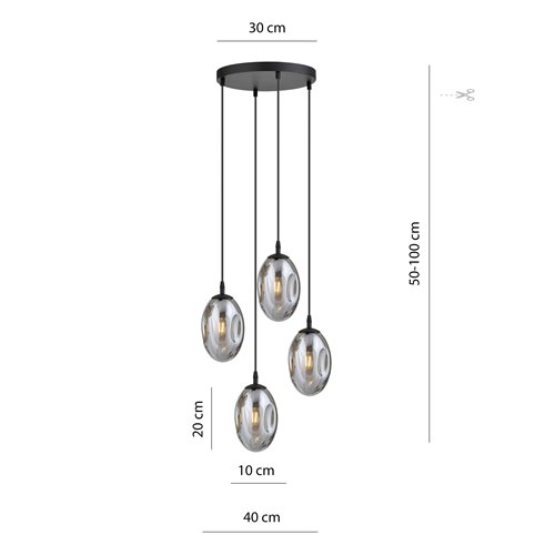 Lampa wisząca ASTRAL 4 BL PREMIUM GRAFIT klosze DESIGN
