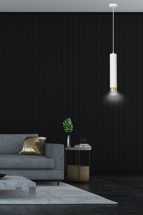 Lampa wisząca KIBO 1 WH/GOLD nowoczesna, tuby, biały, złoty