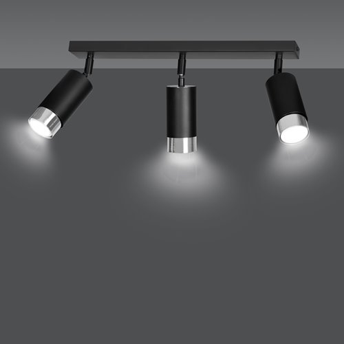 Lampa sufitowa HIRO 3 BL/CHROME tuby, metal, czarny/chrom