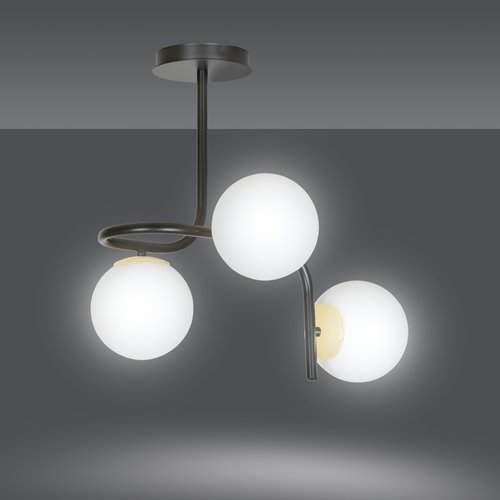 Lampa sufitowa RAGNAR 3 BLACK GOLD klosz czarno/biało/złota