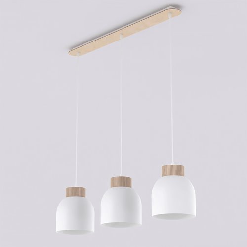 Lampa wisząca VIGO 3 WHITE nowoczesna, biała, metal, drewno