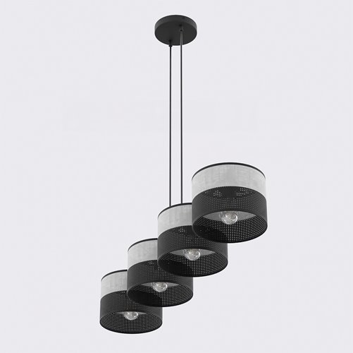 Lampa wisząca KARBON 4 BL GRAY klasyczna, abażur, szara