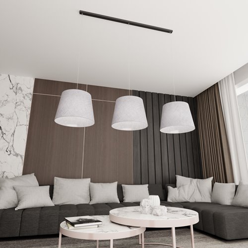 Lampa wisząca EPOCA 3 GREY abażur, szary, klasyczna