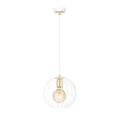 Lampa wisząca ALBIO 1 WHITE nowoczesna, loft, biało/złota
