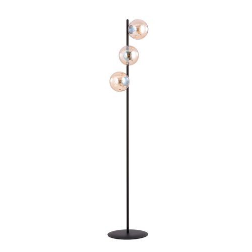 Lampa podłogowa ROSSI LP3 MIODOWY szklany klosz, czarna