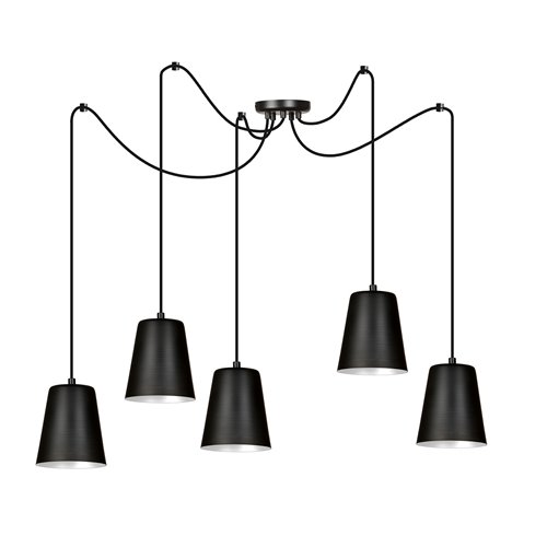 Lampa wisząca LINK 5 BLACK/WHITE pająk, metal, czarno/biała