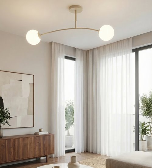 Lampa sufitowa PREGOS 2 MOKKA OPAL klasyczna, klosz, beżowa