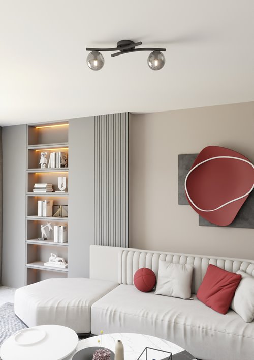 Lampa sufitowa OPUS 2 BL GRAFIT, plafon, klosz grafit czarny