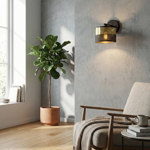 Kinkiet LUX K1 BL GOLD klasyczny, abażur, czarny, złoty