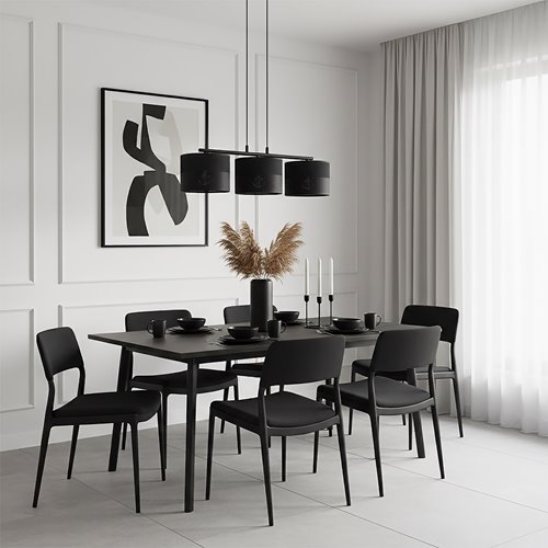 Lampa wisząca KARBON 3 BLACK klasyczna, abażur, czarna