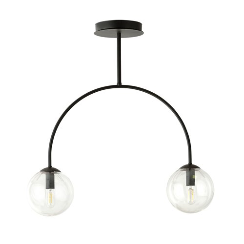 Żyrandol ARCHI 2 BL TRANSPARENT nowoczesny, klosz, czarna