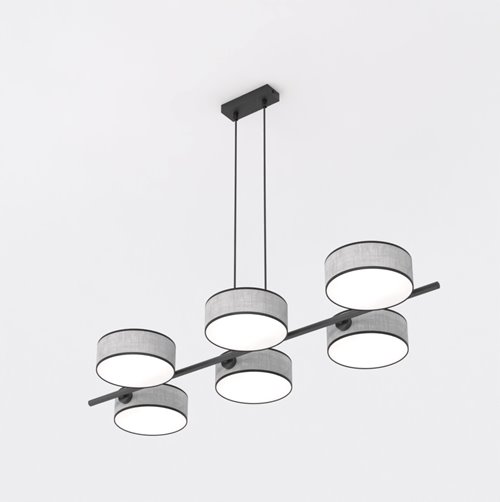 Lampa wisząca DRUMZ 6 GRAY nowoczesna, szara, abażury