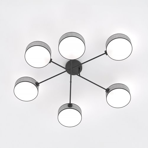 Lampa sufitowa MAGA 6 GRAY plafon, szara, abażur