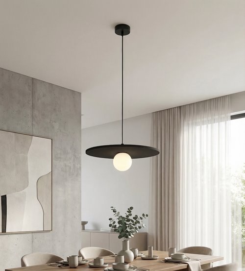 Lampa wisząca CALMA 1 BLACK nowoczesna, czarna, filc