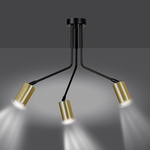 Lampa sufitowa VERNO 3 BLACK nowoczesna, metal, czarno/złota