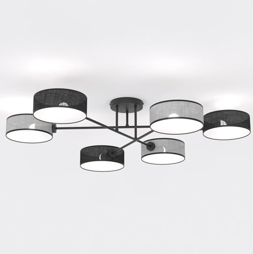 Lampa sufitowa MAGA 6 MIX2 plafon, szara, abażur
