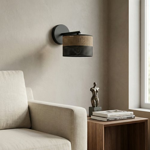 Kinkiet KARBON K1 BL BROWN klasyczny, abażur, brązowy