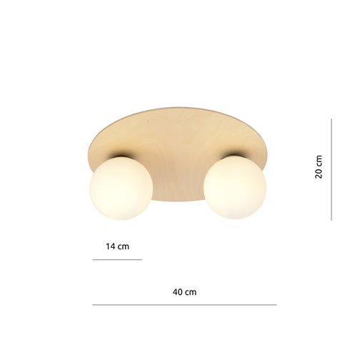 Lampa sufitowa KENZO 2B skandynawska, drewno, klosze, biała