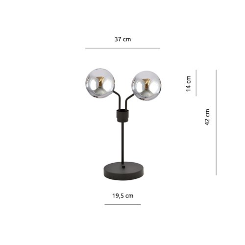 Lampka nocna NOVA LN2 BL/GRAFIT  kule klosze czarna/grafit
