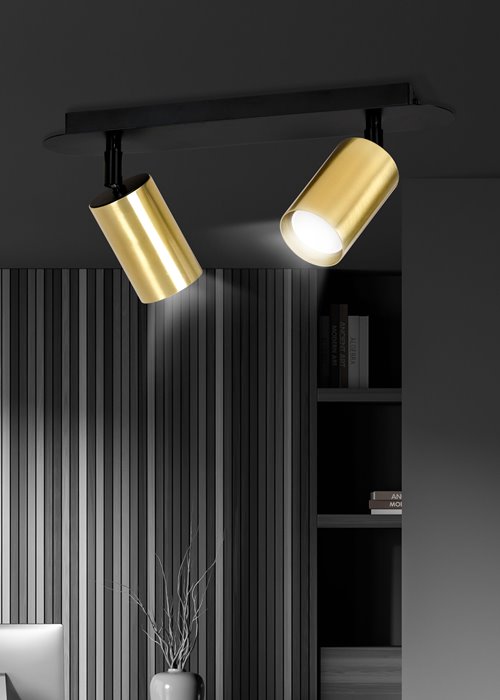 Lampa sufitowa ZEN 2 BLACK minimalistyczna tuba czarno/złota