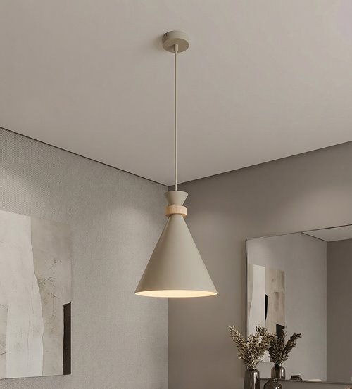 Lampa wisząca ZERO 1 MOKKA nowoczesna, beżowa, metal, drewno