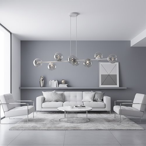 Lampa wisząca MAGNUS 8 GRAY GRAFIT nowoczesna, klosz, szara