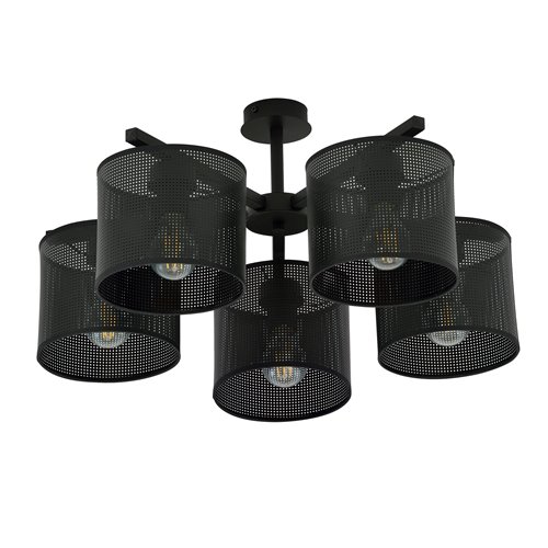 Żyrandol JORDAN 5 BLACK nowoczesna, abażur, czarny