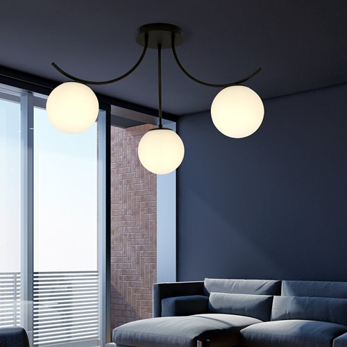 Lampa sufitowa BOSTON 3 BLACK/OPAL nowoczesna czarna/biała