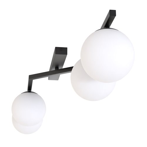 Lampa sufitowa NATON 4 BL OPAL plafon, czarna, metal