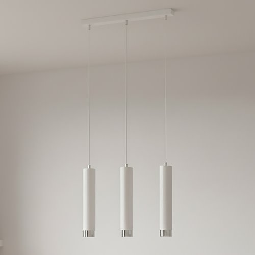 Lampa wisząca KIBO 3 WH/CHROME nowoczesna tuby biały chrom