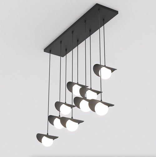 Lampa wisząca RITUAL 9 BLACK nowoczesna, czarna, metal