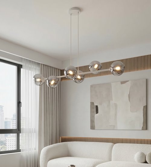 Lampa wisząca MAGNUS 6 GRAY GRAFIT nowoczesna, klosz, szara