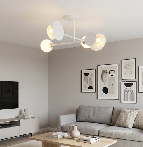Lampa sufitowa MINERVA 4 WHITE oryginalna klosz biała