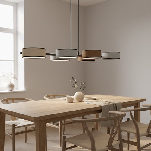 Lampa wisząca DRUMZ 6 MIX1 nowoczesna, czarna, abażury
