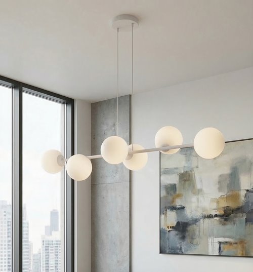 Lampa wisząca MAGNUS 6 GRAY OPAL nowoczesna, klosz, szara