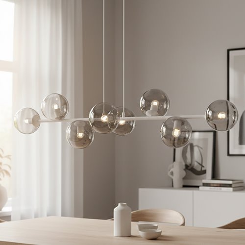 Lampa wisząca ROSSI 8 WH GRAFIT klosz grafit biała