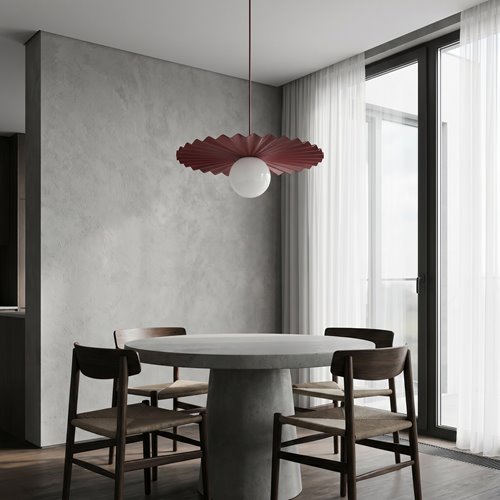 Lampa wisząca UMBRA 1 BURGUNDY nowoczesna, metal, fala