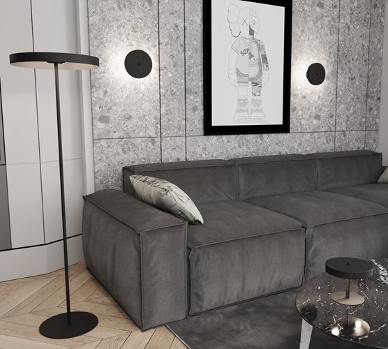 Lampa podłogowa NEMO LP3 BL BLACK loft, czarna, metal
