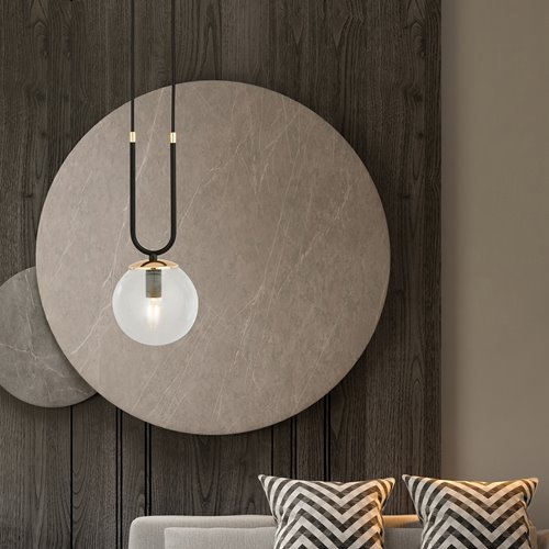 Lampa wisząca GLAM 1 BL/TRANSPARENT czarna/transparent/złota