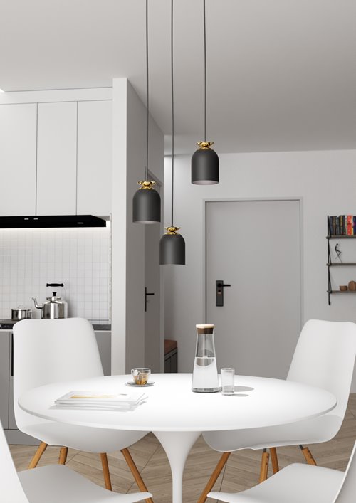 Lampa wisząca TARGET 3 PREM BL, loft, czarny, złoty