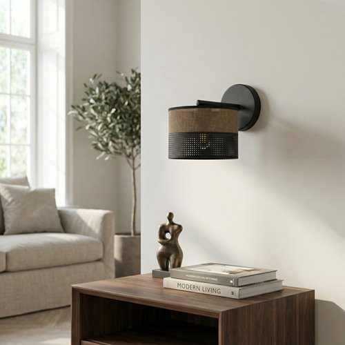 Kinkiet KARBON K1 BL BROWN klasyczny, abażur, brązowy