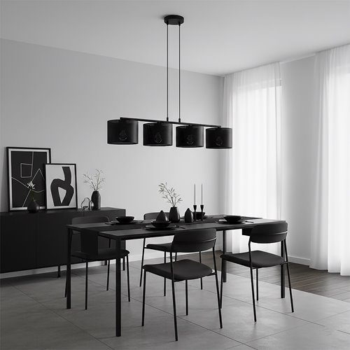 Lampa wisząca LUX 4 BLACK klasyczna, abażur, czarny