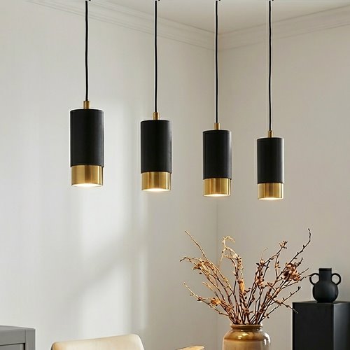 Lampa wisząca FUMIKO 4 BL/GOLD tuby, metal, czarno/złota